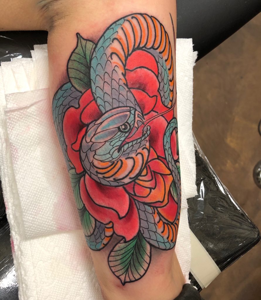 Pure Ink Tattoo - NJ - John Kosco - Snake Rose Tattoo