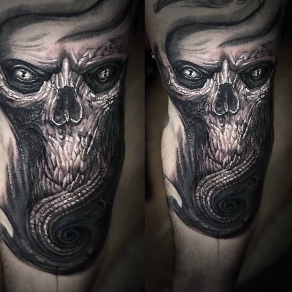 Pure Ink Tattoo - NJ - Ian Shafer - Black Grey Skull Tattoo