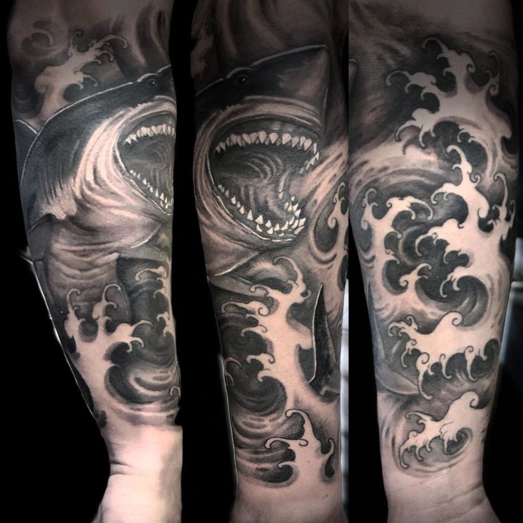 Pure Ink Tattoo - NJ - Ian Shafer - Black Grey Shark Tattoo