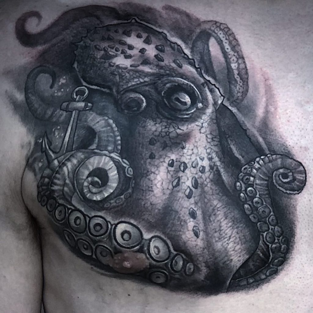 Pure Ink Tattoo - NJ - Ian Shafer - Black Grey Octopus Tattoo