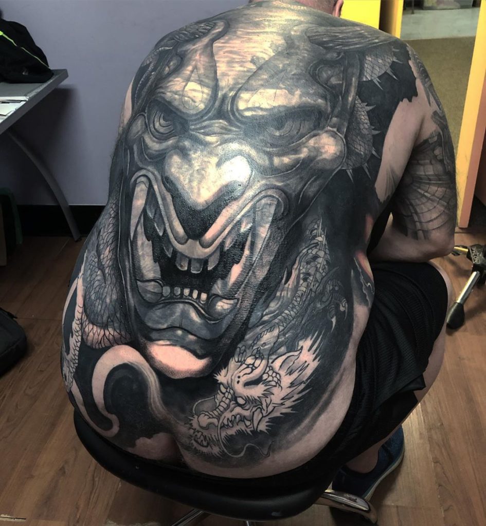 Pure Ink Tattoo - NJ - Ian Shafer - Black Grey Hanya Mask Tattoo